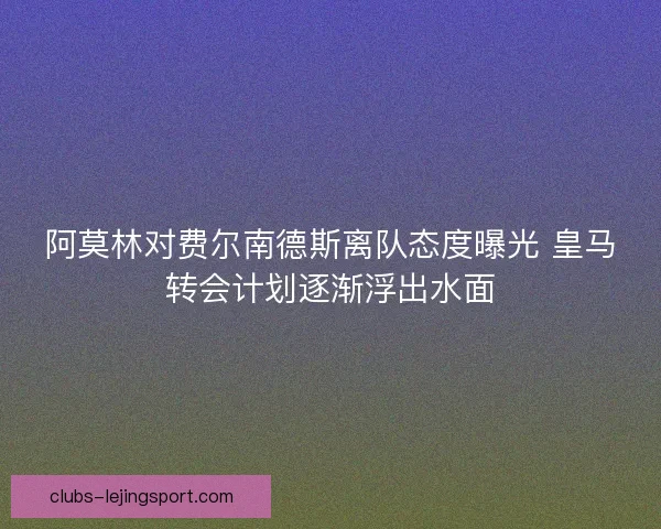 阿莫林对费尔南德斯离队态度曝光 皇马转会计划逐渐浮出水面
